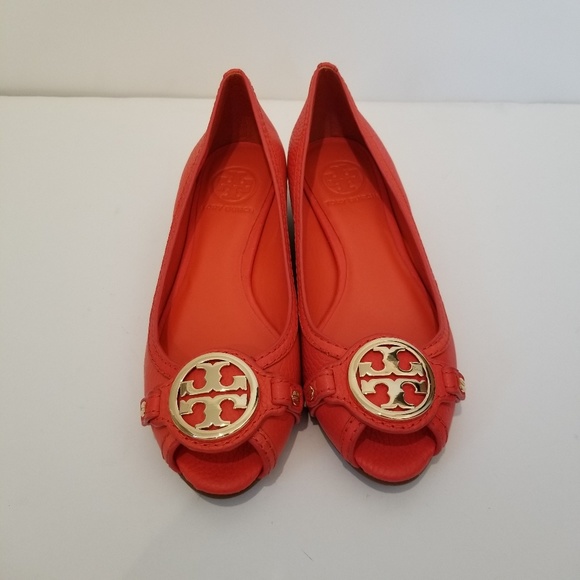 Tory Burch wedge Leticia in poppy red orange - Picture 2 of 7
